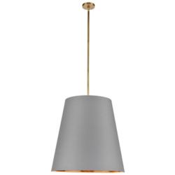 Alora Calor E26 25-in Gray Linen With Gold Parchment/Vintage Brass Pendant