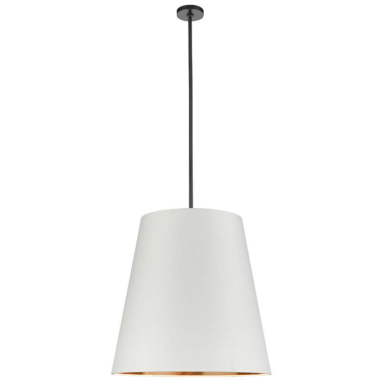 Image 1 Alora Calor E26 25-in Urban Bronze/White Linen With Gold Parchment Pendant