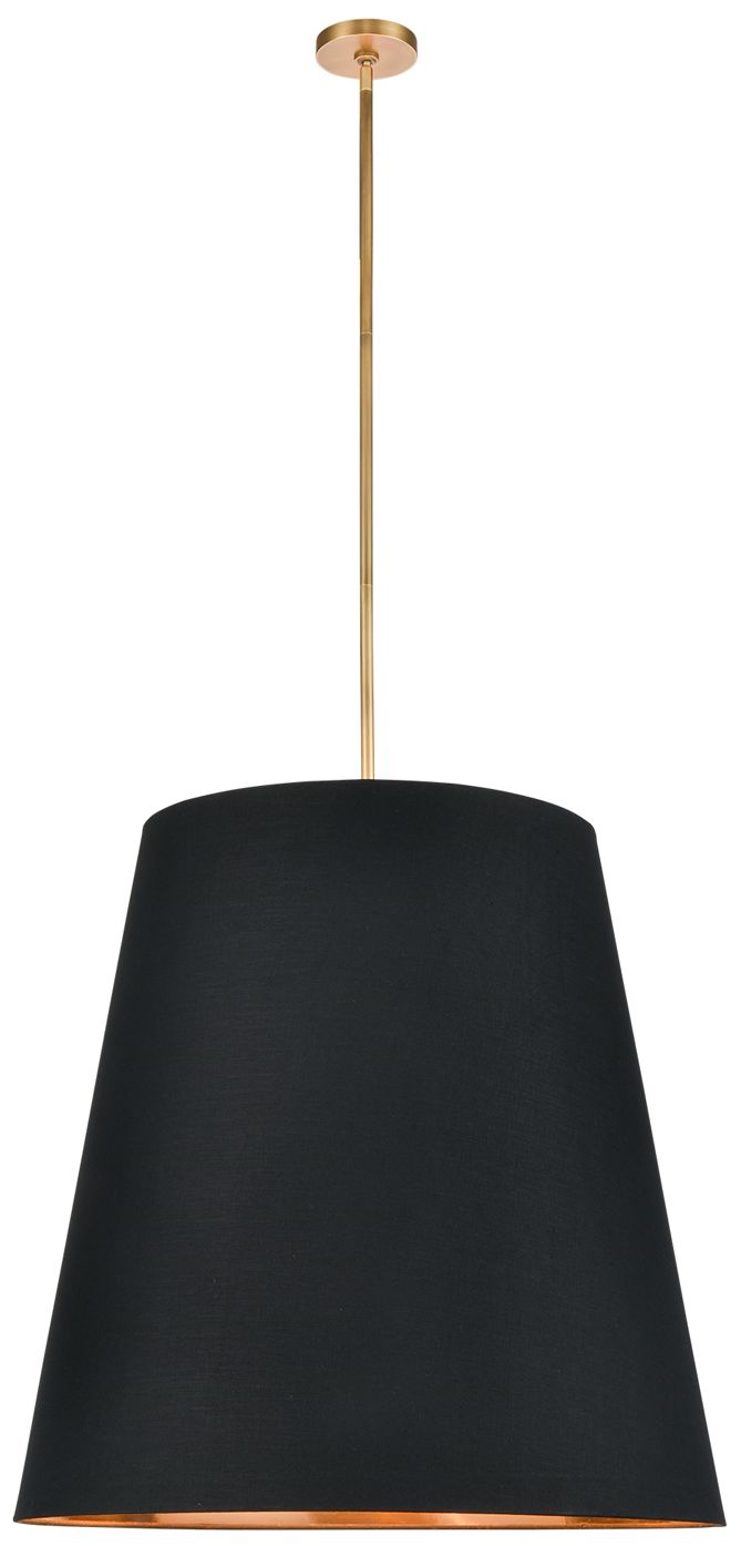 Alora Calor E26 30-in Black Linen Gold Parchment/Vintage Brass Pendant