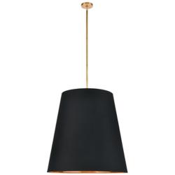 Alora Calor E26 30-in Black Linen Gold Parchment/Vintage Brass Pendant