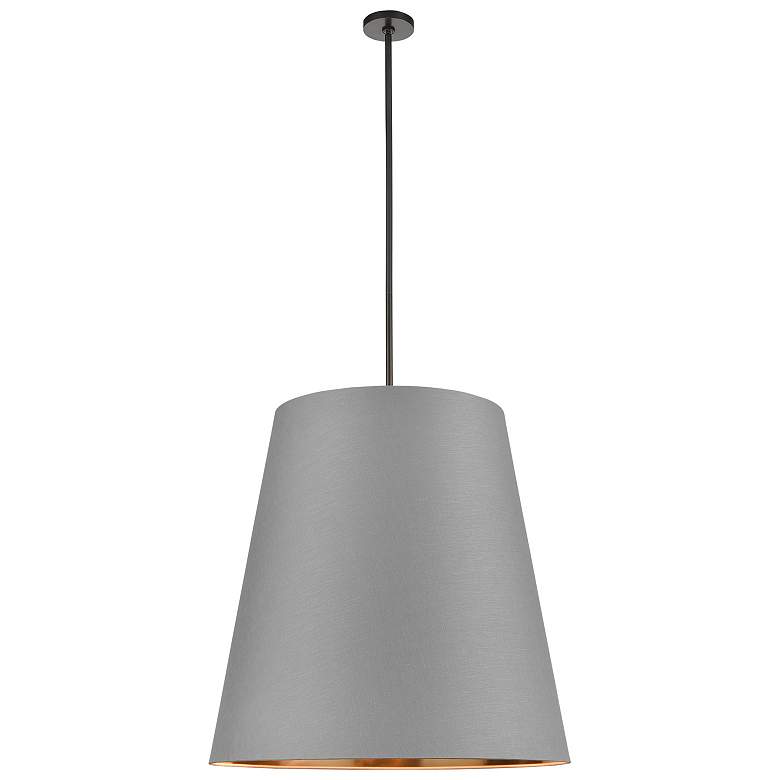 Image 1 Alora Calor E26 30-in Gray Linen Withgold Parchmen/Urban Bronze Pendant