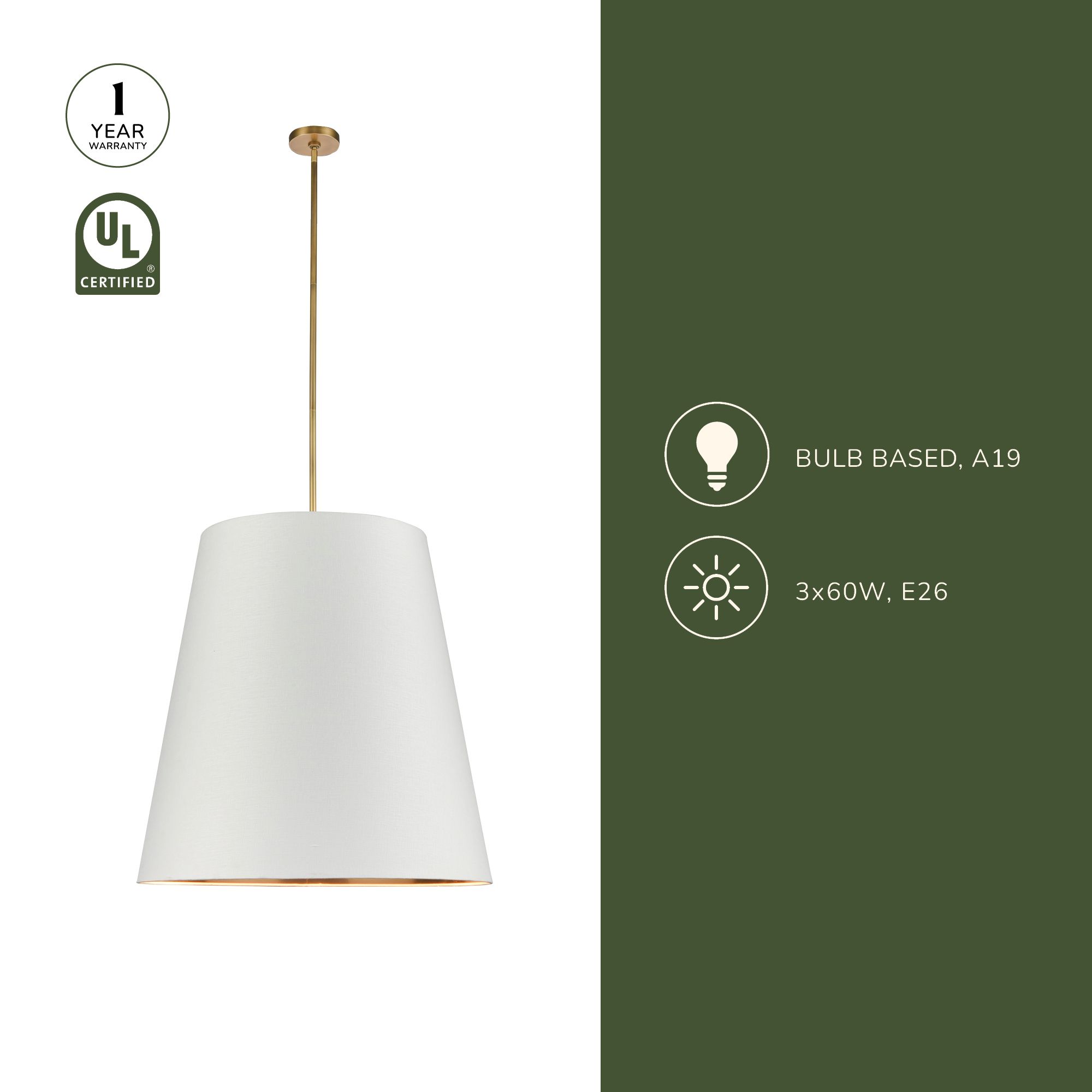 Image 4 Alora Calor E26 30-in Gray Linen Withgold Parchmen/Urban Bronze Pendant more views