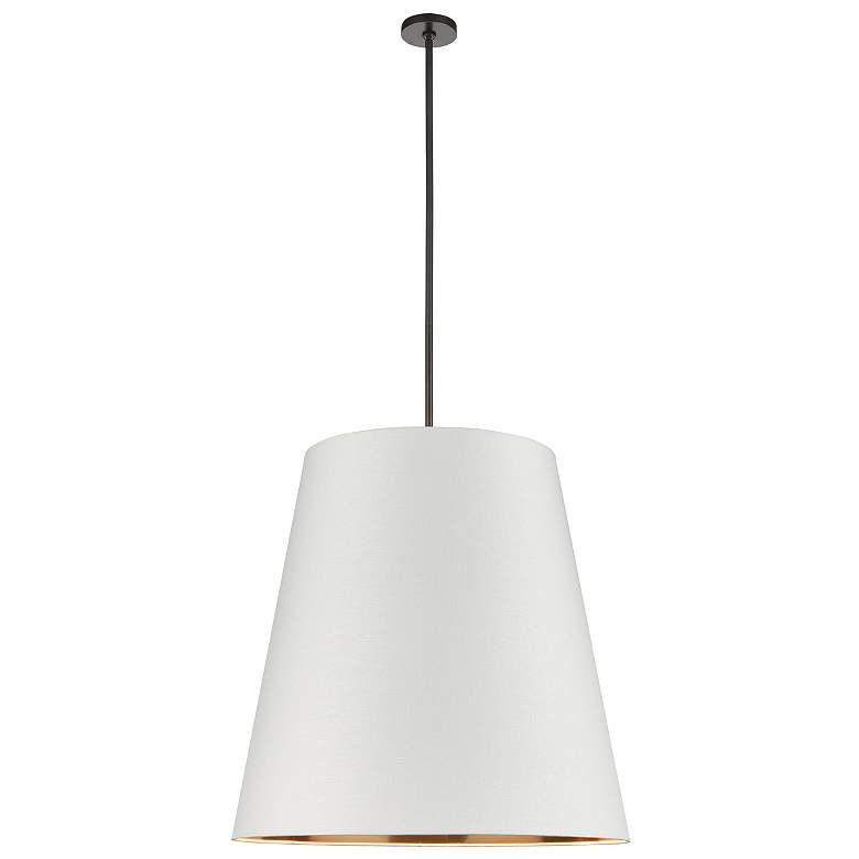 Image 1 Alora Calor E26 30-in Urban Bronze/White Linen With Gold Parchment Pendant