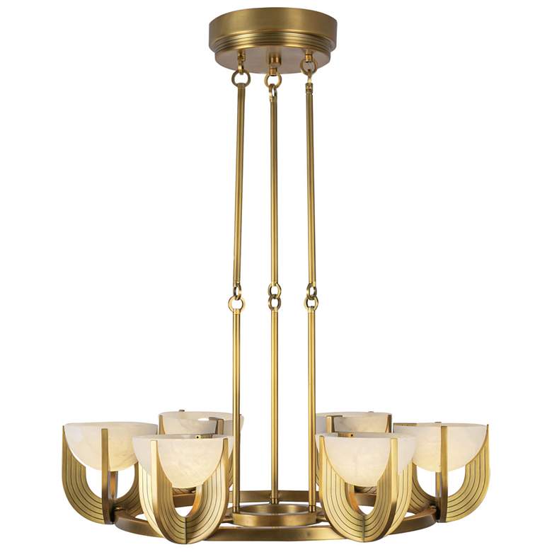 Image 1 Alora Colette LED 27-in Vintage Brass/Alabaster LED Chandelier