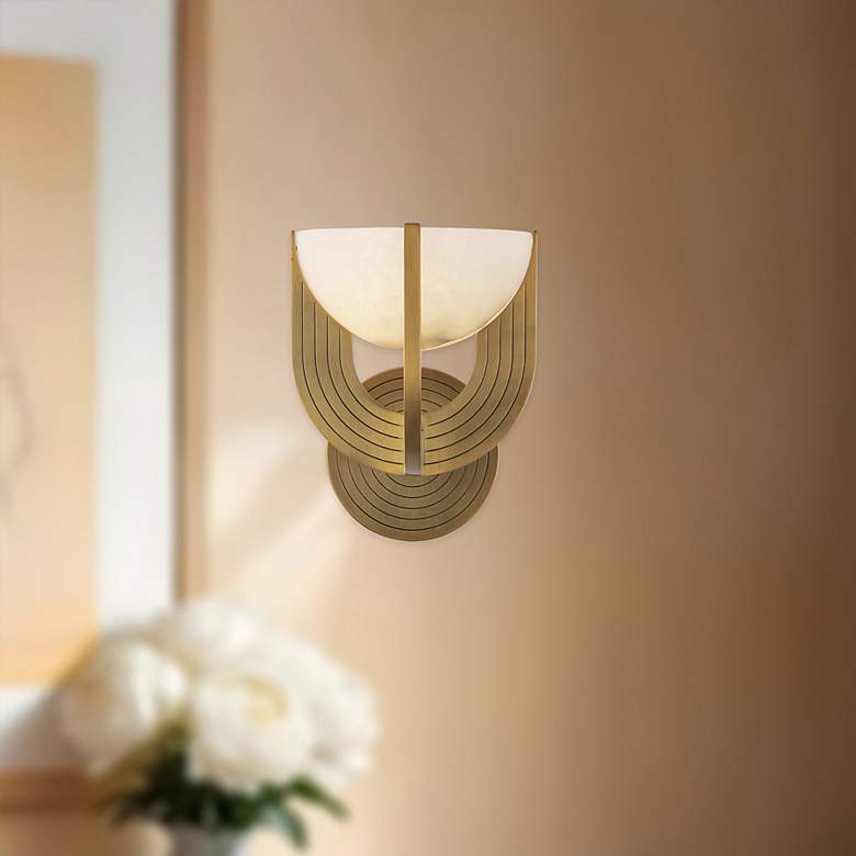 Image 1 Alora Colette LED 6-in Vintage Brass/Alabaster Wall Vanity