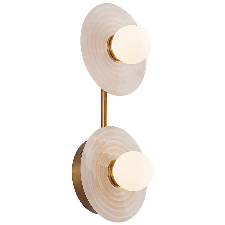 Image 1 Alora Dahlia LED 14-in Vintage Brass/Alabaster Wall Vanity