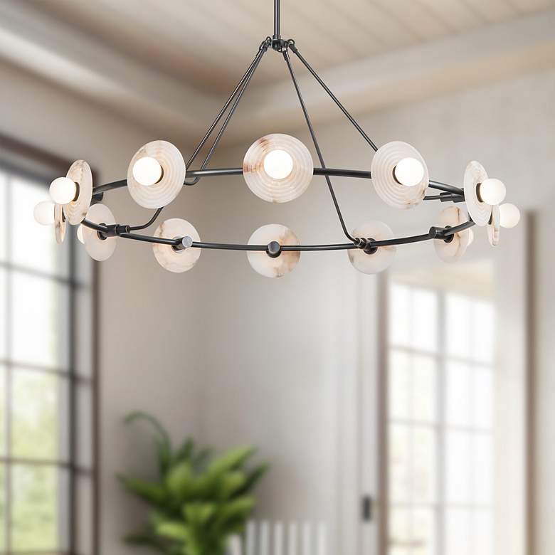 Image 1 Alora Dahlia LED 46-in Urban Bronze/Alabaster LED Chandeliers