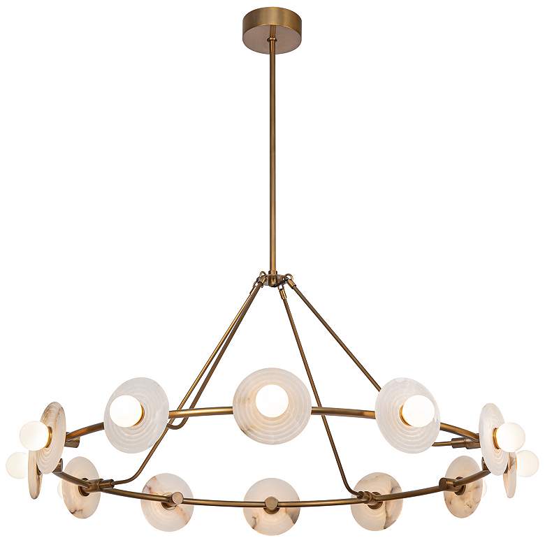 Image 1 Alora Dahlia LED 46-in Vintage Brass/Alabaster LED Chandeliers