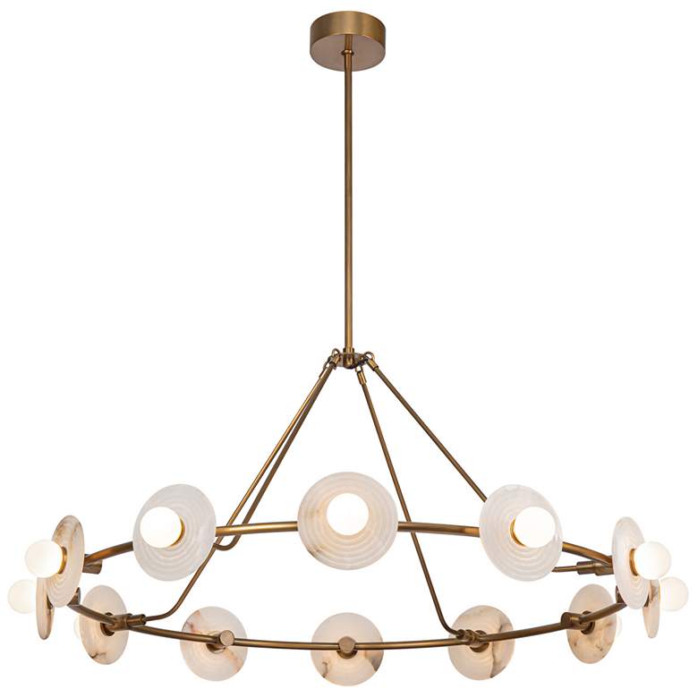 Image 1 Alora Dahlia LED 46-in Vintage Brass/Alabaster LED Chandeliers