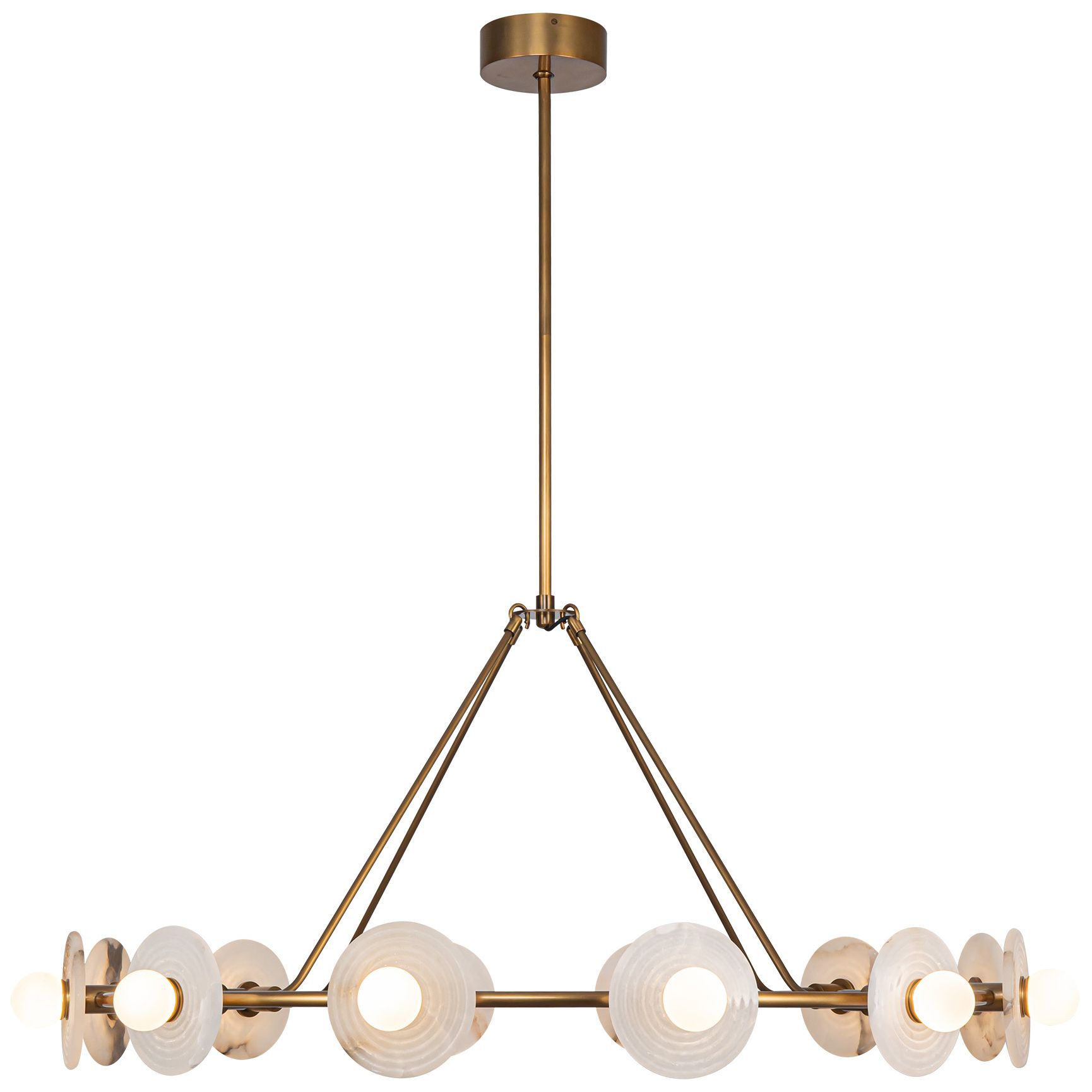 Image 4 Alora Dahlia LED 46-in Vintage Brass/Alabaster LED Chandeliers more views