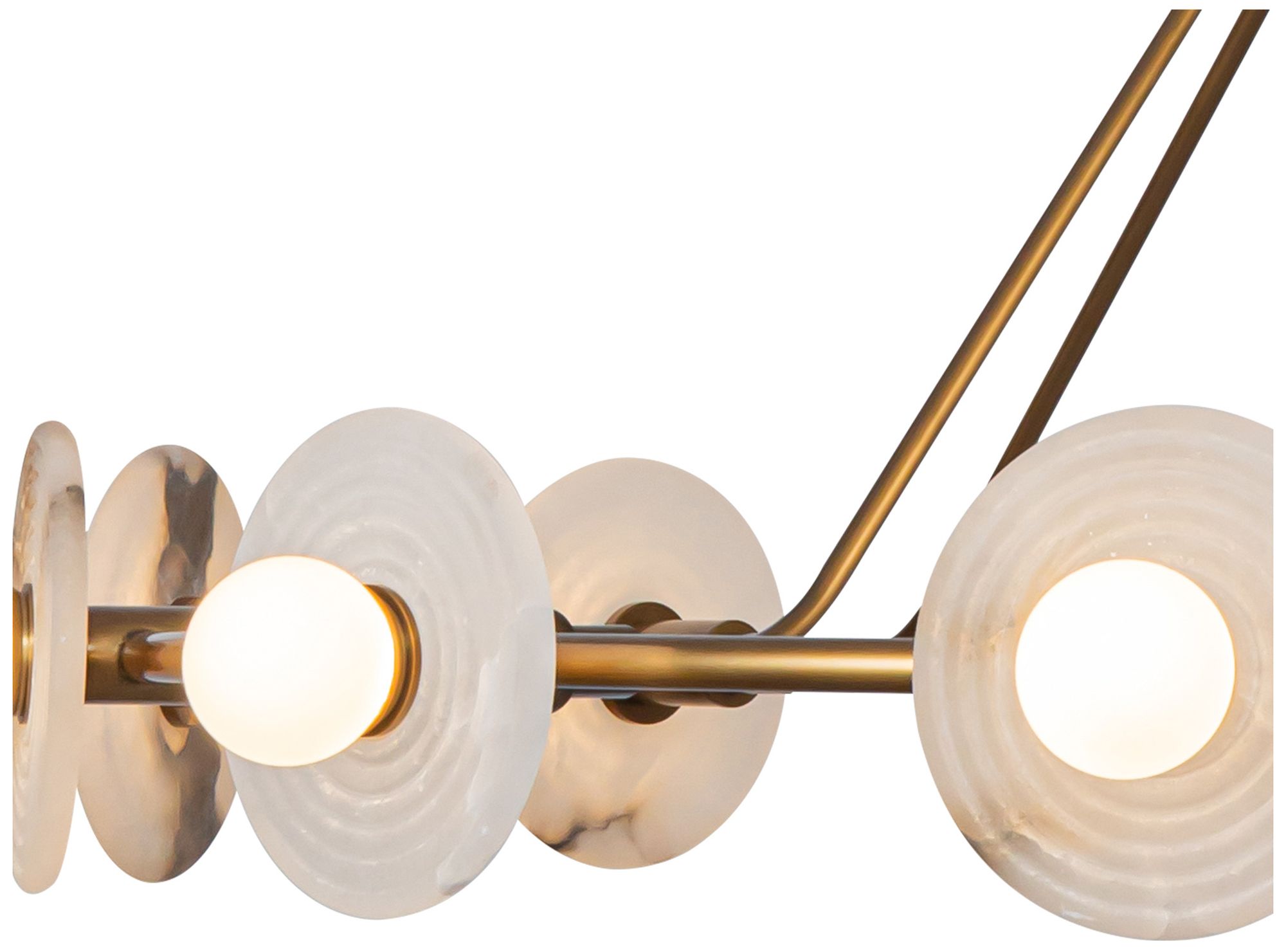 Image 5 Alora Dahlia LED 46-in Vintage Brass/Alabaster LED Chandeliers more views