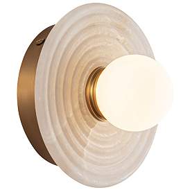 Image1 of Alora Dahlia LED 6-in Vintage Brass/Alabaster Wall Vanity