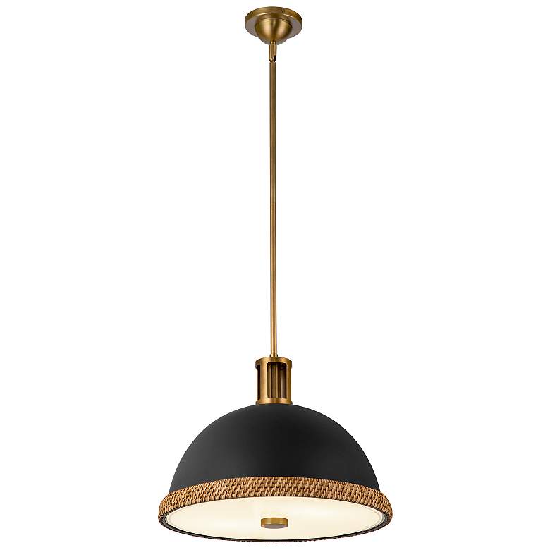 Image 1 Alora Doral E26 16-in Matte Black/Vintage Brass Pendant