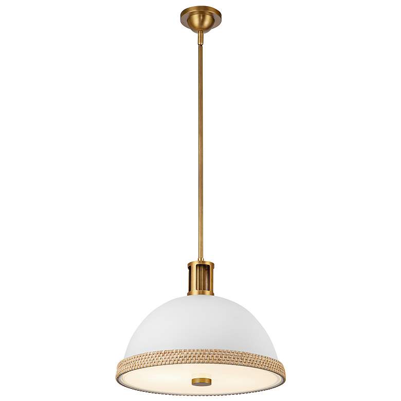 Image 1 Alora Doral E26 16-in Matte White/Vintage Brass Pendant