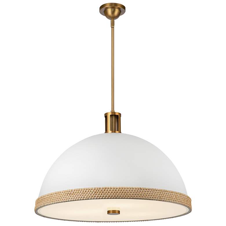 Image 1 Alora Doral E26 24-in Matte White/Vintage Brass Pendant