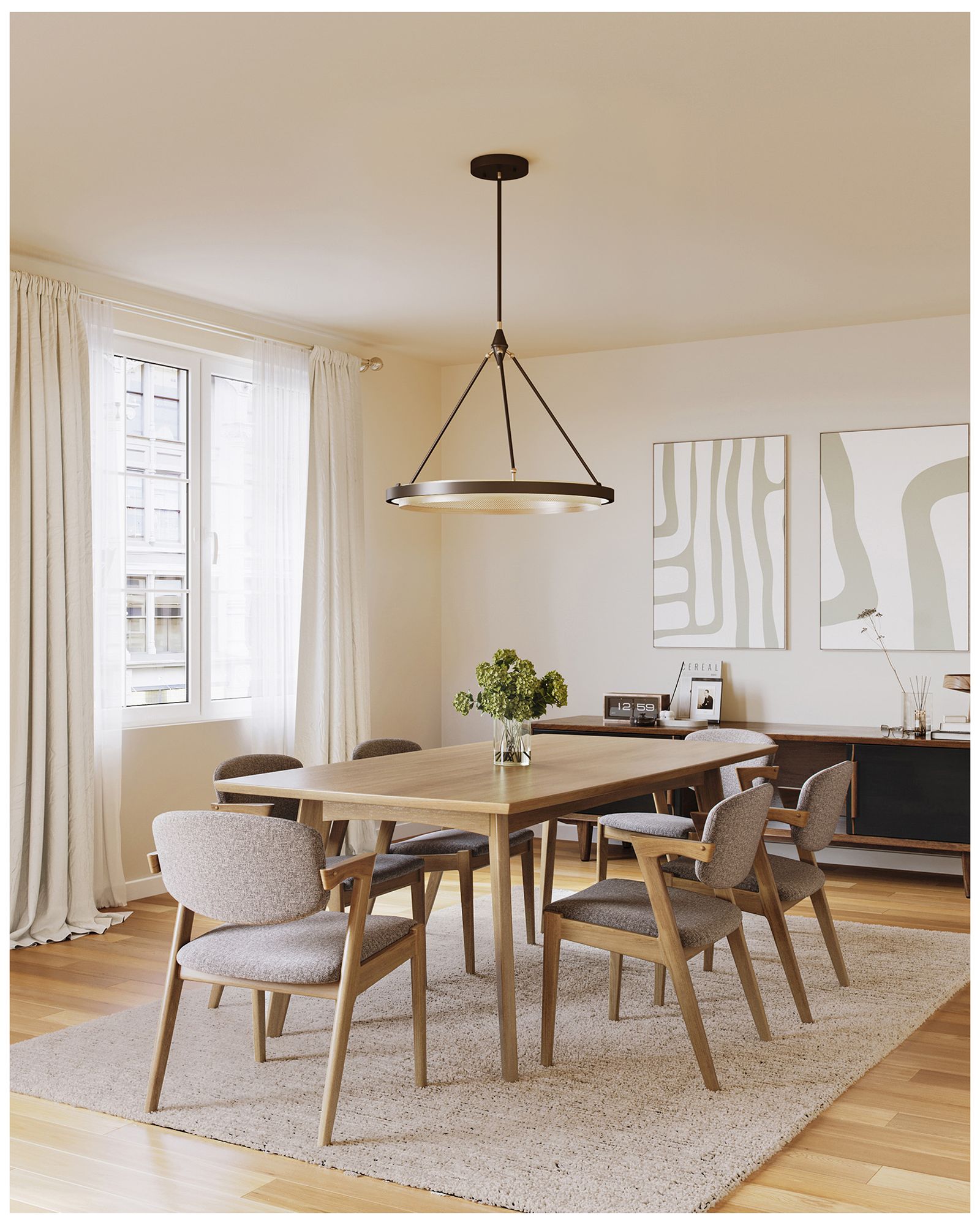 Image 3 Alora Duo LED 32-in Classic Black/Gold Shimmer Pendant more views