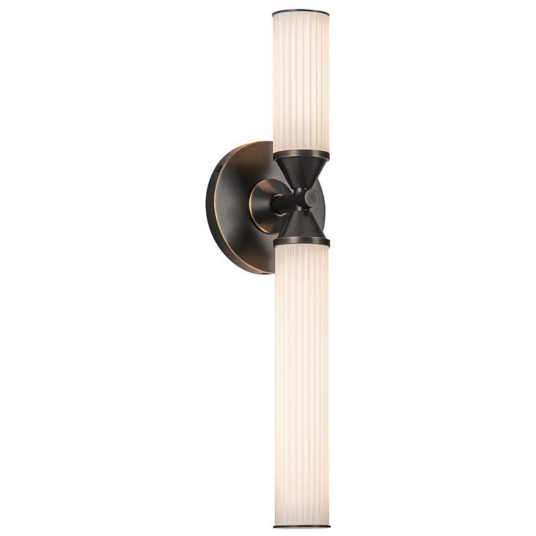 Image 1 Alora Edwin LED 18-in Urban Bronze/Frosted Ribbed Glass Wall Vanity