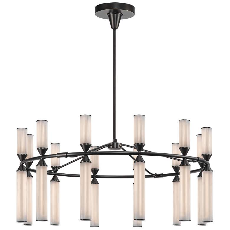 Image 1 Alora Edwin LED 38-in Urban Bronze/Frosted Ribbed Glass LED Chandeliers