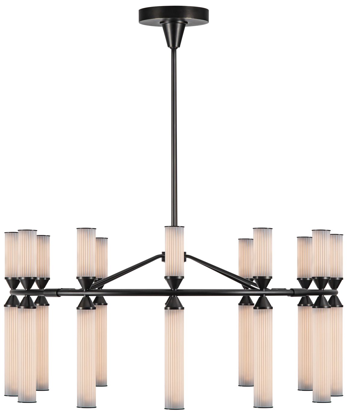 Image 4 Alora Edwin LED 38-in Urban Bronze/Frosted Ribbed Glass LED Chandeliers more views