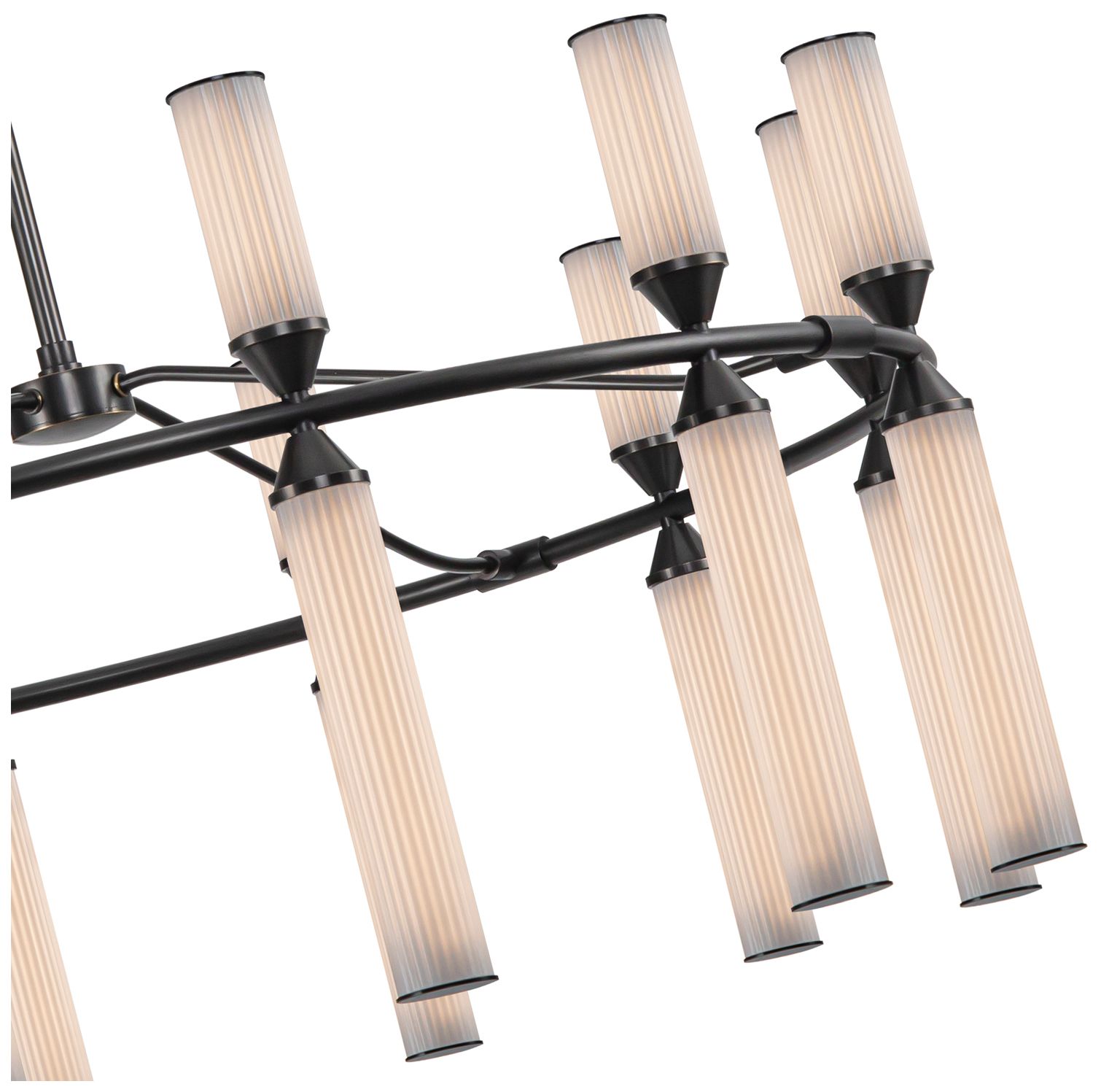Image 5 Alora Edwin LED 38-in Urban Bronze/Frosted Ribbed Glass LED Chandeliers more views