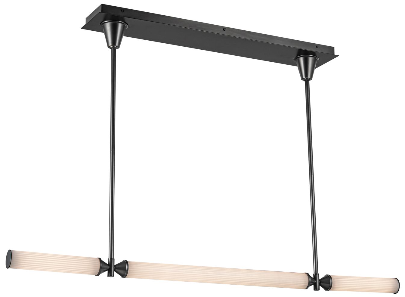 Image 3 Alora Edwin LED 48-in Urban Bronze/Frosted Ribbed Glass Linear Pendant more views