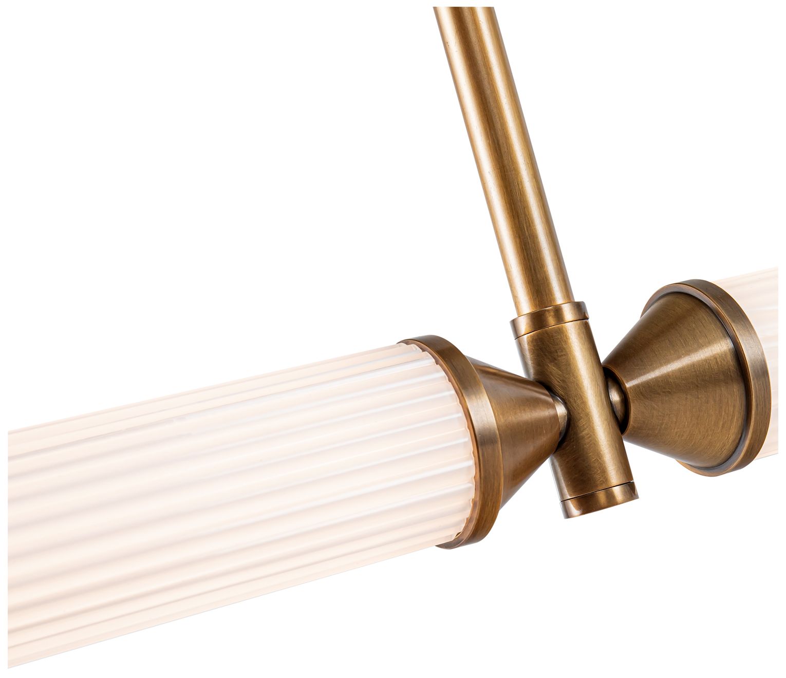 Image 4 Alora Edwin LED 48-in Vintage Brass/Frosted Ribbed Glass Linear Pendant more views
