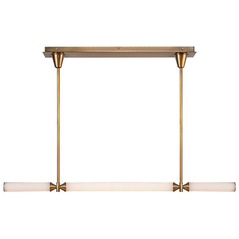 Image 1 Alora Edwin LED 48-in Vintage Brass/Frosted Ribbed Glass Linear Pendant