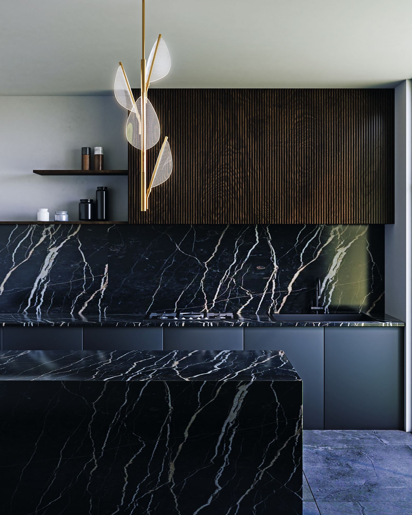 Image 2 Alora Flora LED 4 Head Natural Brass Pendant more views