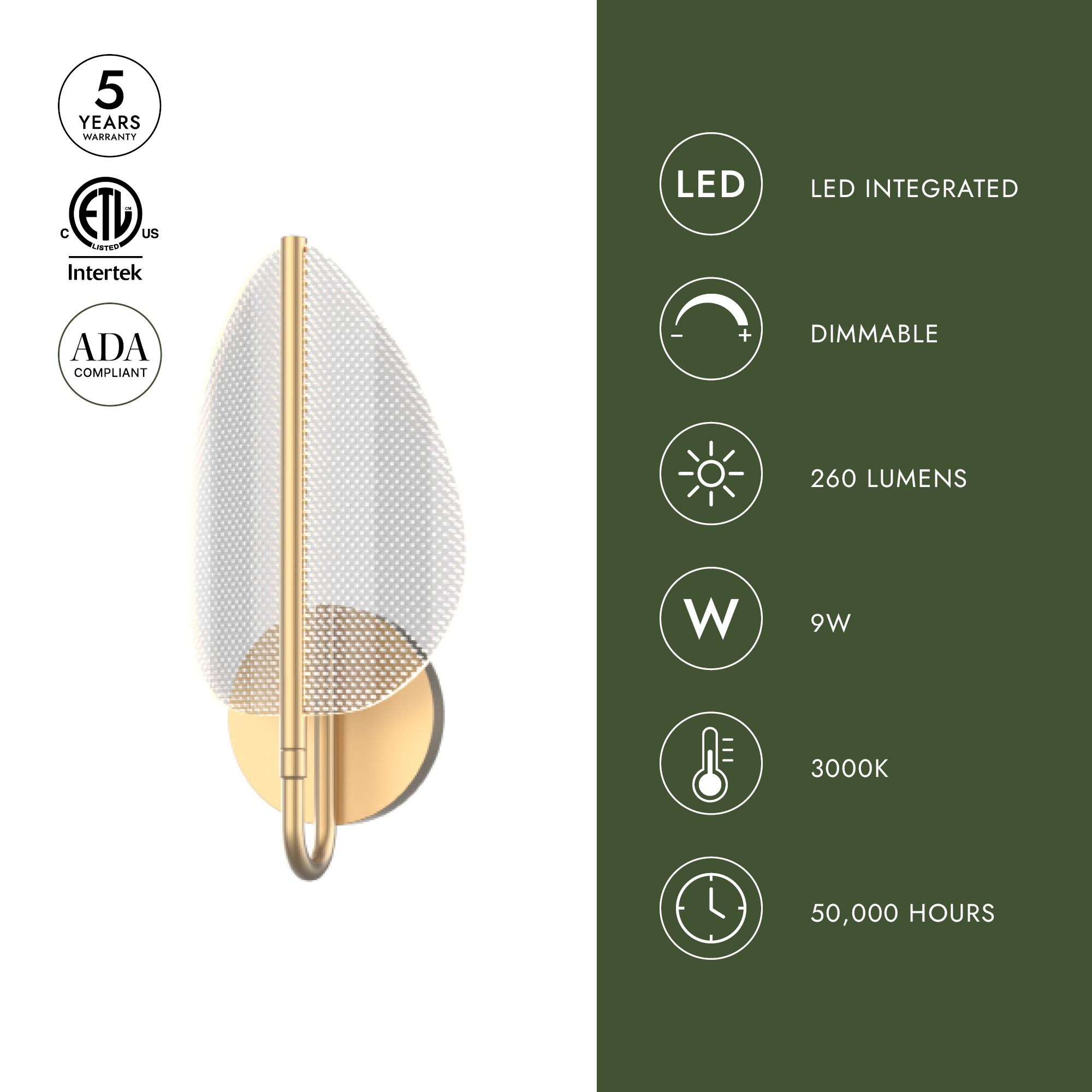 Image 3 Alora Flora LED 7-in Natural Brass Wall Vanity more views