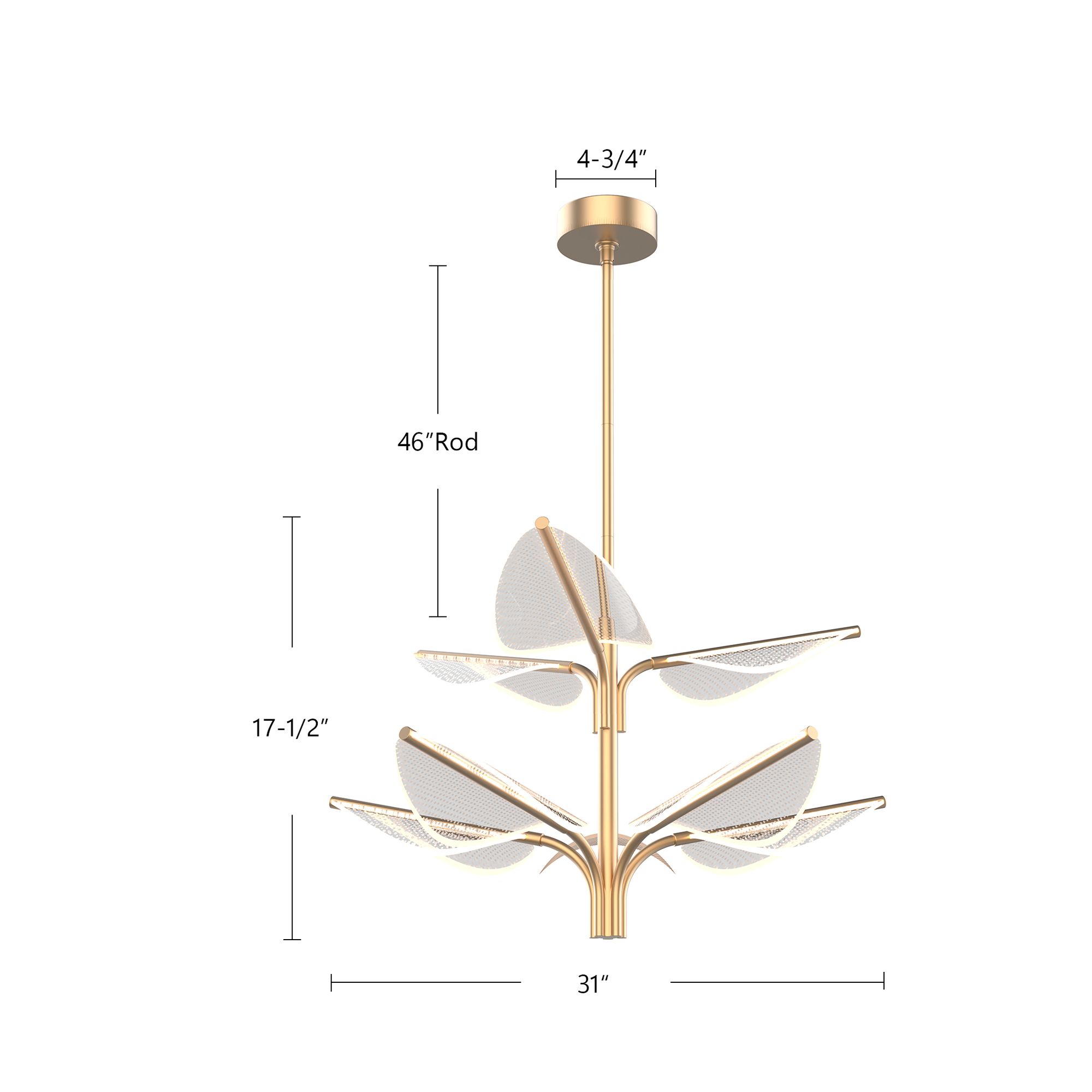 Image 4 Alora Flora LED 8 Head Natural Brass Pendant more views