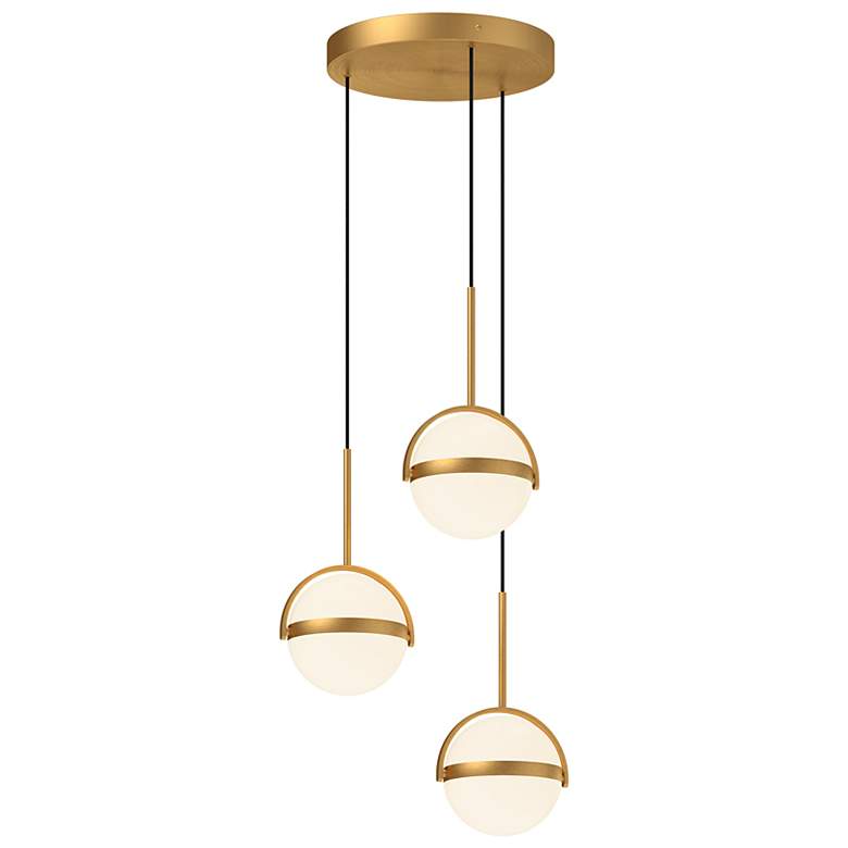 Image 2 Alora Globo LED 3 Head Brushed Gold Multi-Pendant