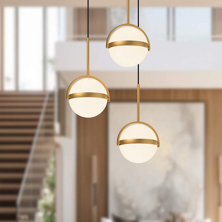 Image 3 Alora Globo LED 3 Head Brushed Gold Multi-Pendant more views