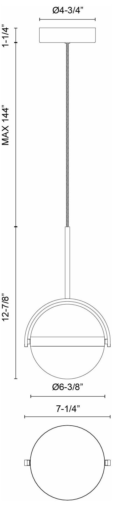 Image 3 Alora Globo LED 7-in Matte Black Pendant more views