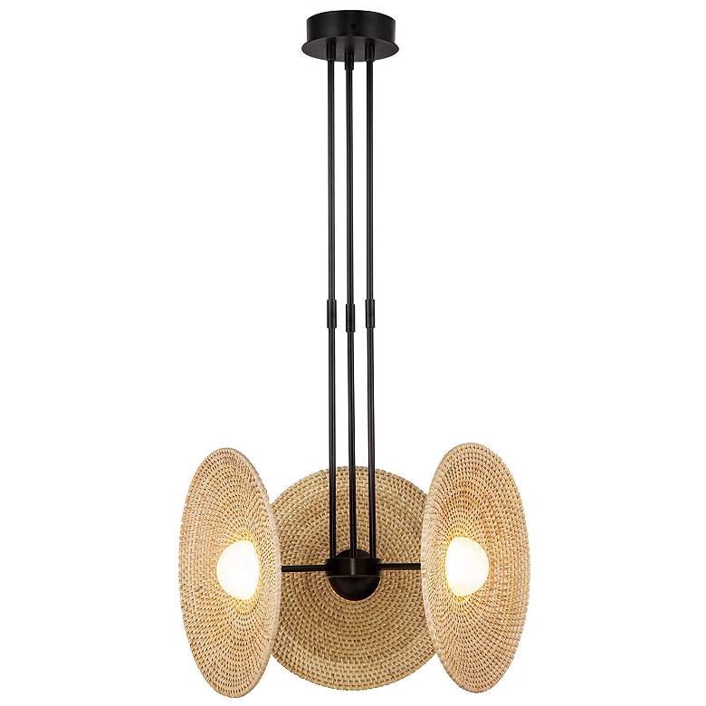 Image 1 Alora Harbour LED 18-in Urban Bronze/Woven Pendant