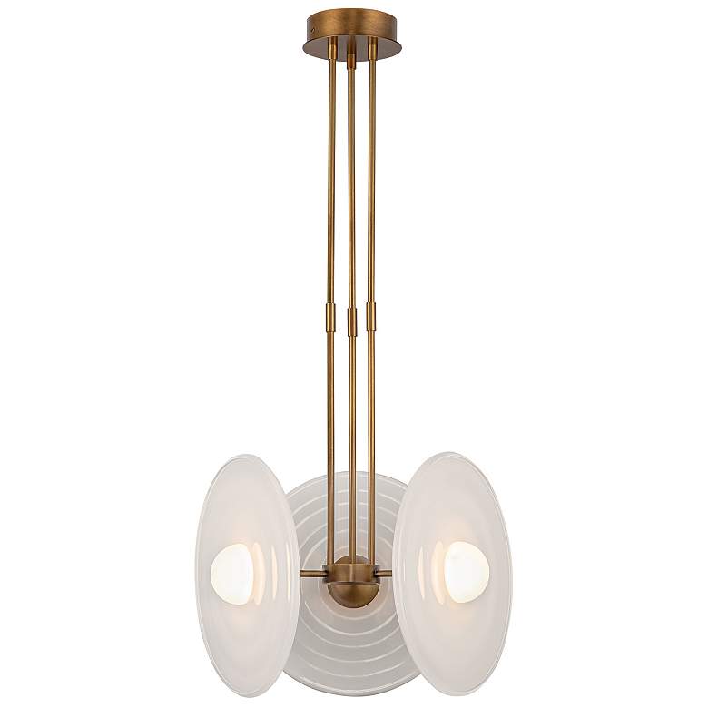 Image 1 Alora Harbour LED 18-in Vintage Brass/Glossy Opal Pendant