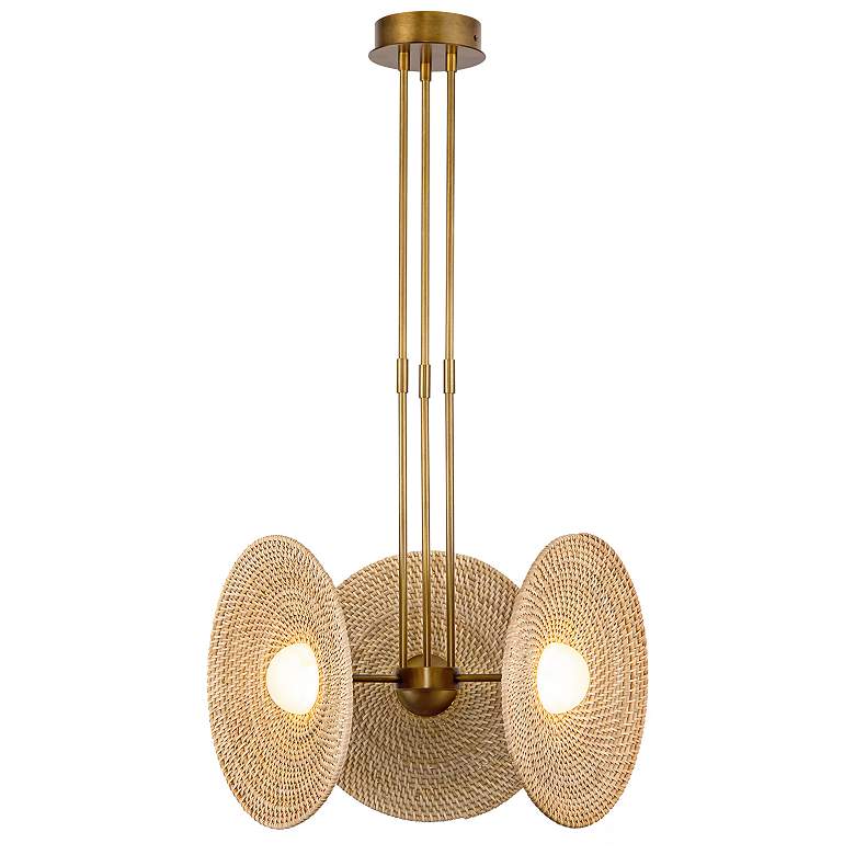 Image 1 Alora Harbour LED 18-in Vintage Brass/Woven Pendant