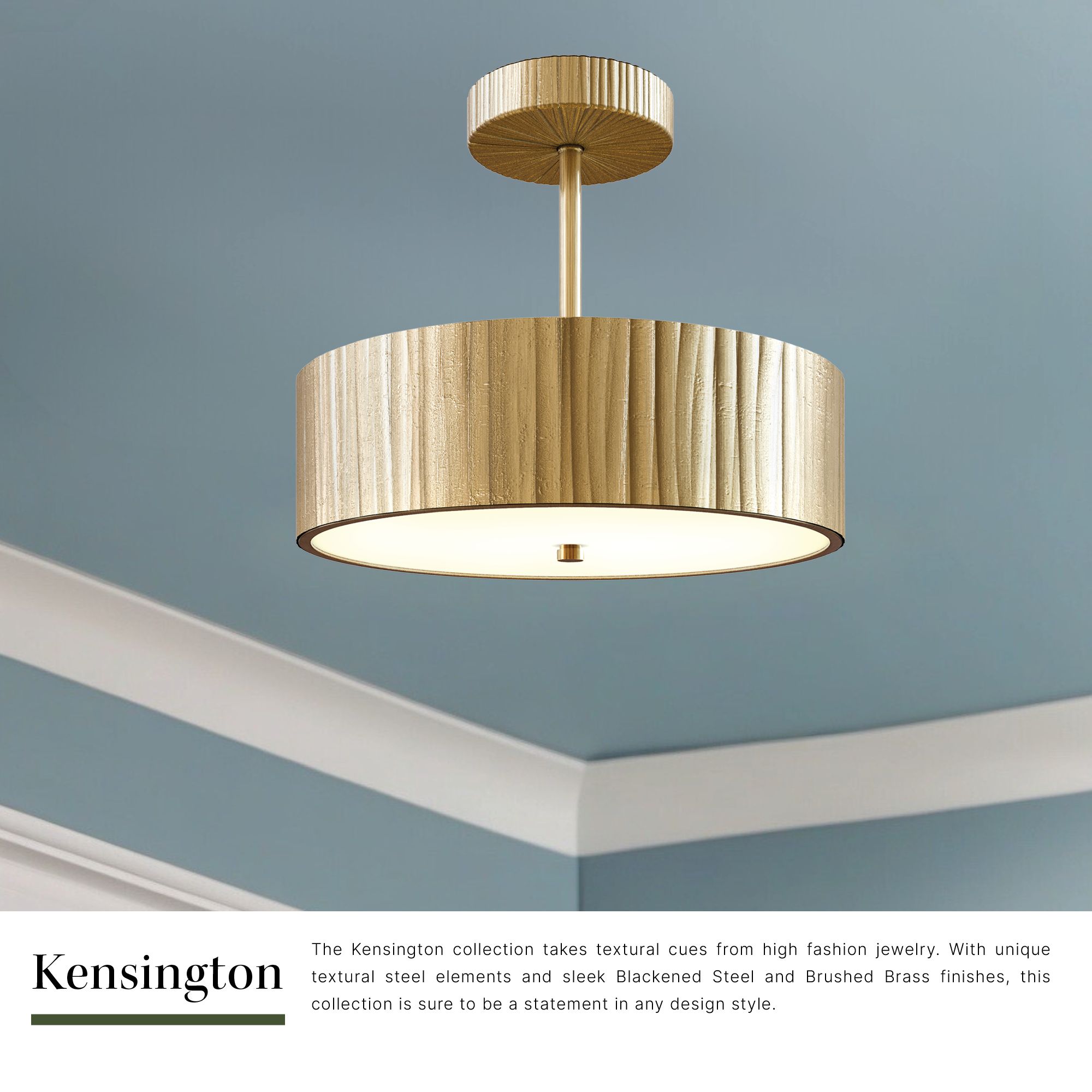 Image 3 Alora Kensington LED 12-in Vintage Brass Semi-Flush Mount more views