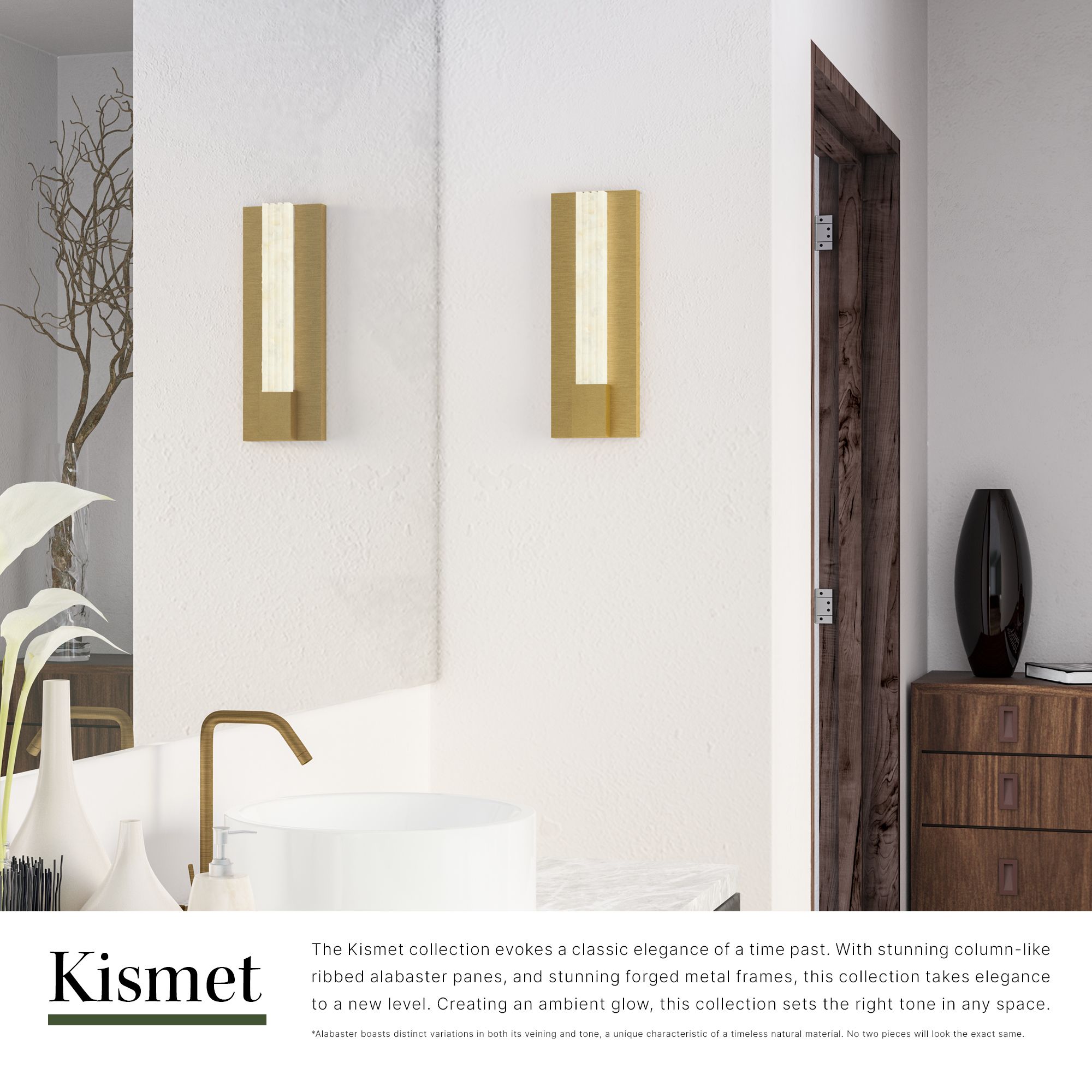 Image 3 Alora Kismet LED 14-in Polished Nickel/Alabaster Wall Vanity more views