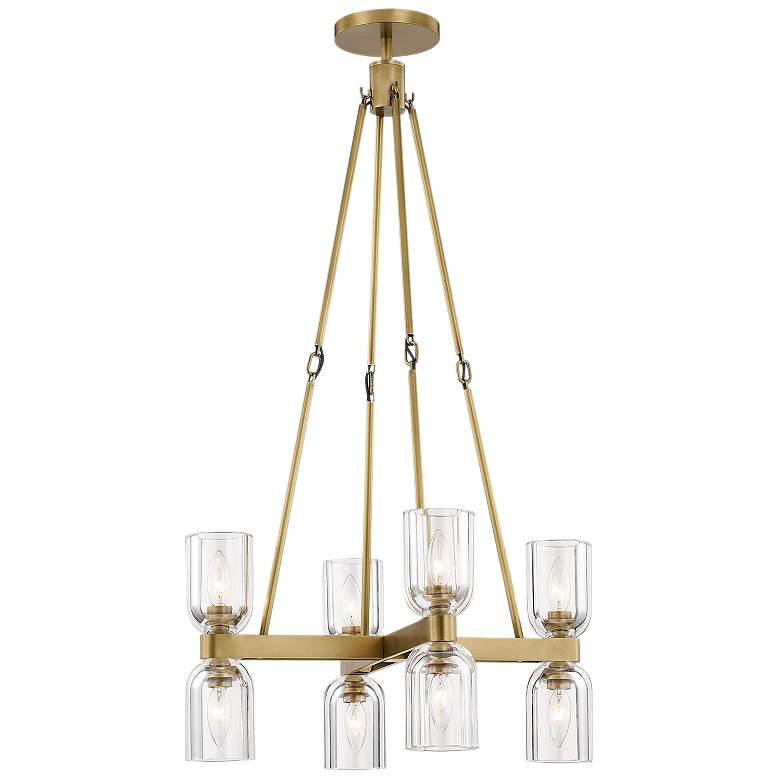 Image 1 Alora Lucian E12 22-in Clear Crystal/Vintage Brass Chandelier
