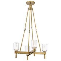 Alora Lucian E12 22-in Clear Crystal/Vintage Brass Pendant