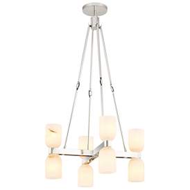 Image1 of Alora Lucian E12 22-in Polished Nickel/Alabaster Chandelier