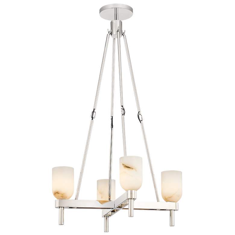 Image 1 Alora Lucian E12 22-in Polished Nickel/Alabaster Pendant