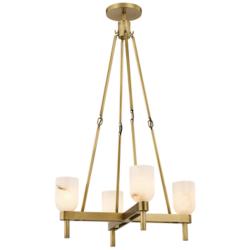 Alora Lucian E12 22-in Vintage Brass/Alabaster Pendant