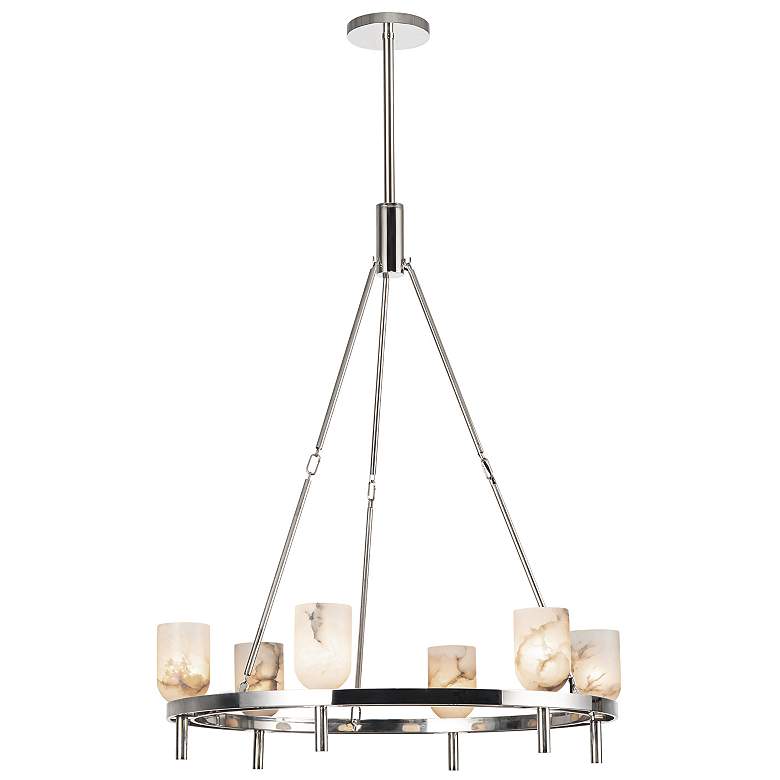 Image 1 Alora Lucian E12 32-in Polished Nickel/Alabaster Chandelier