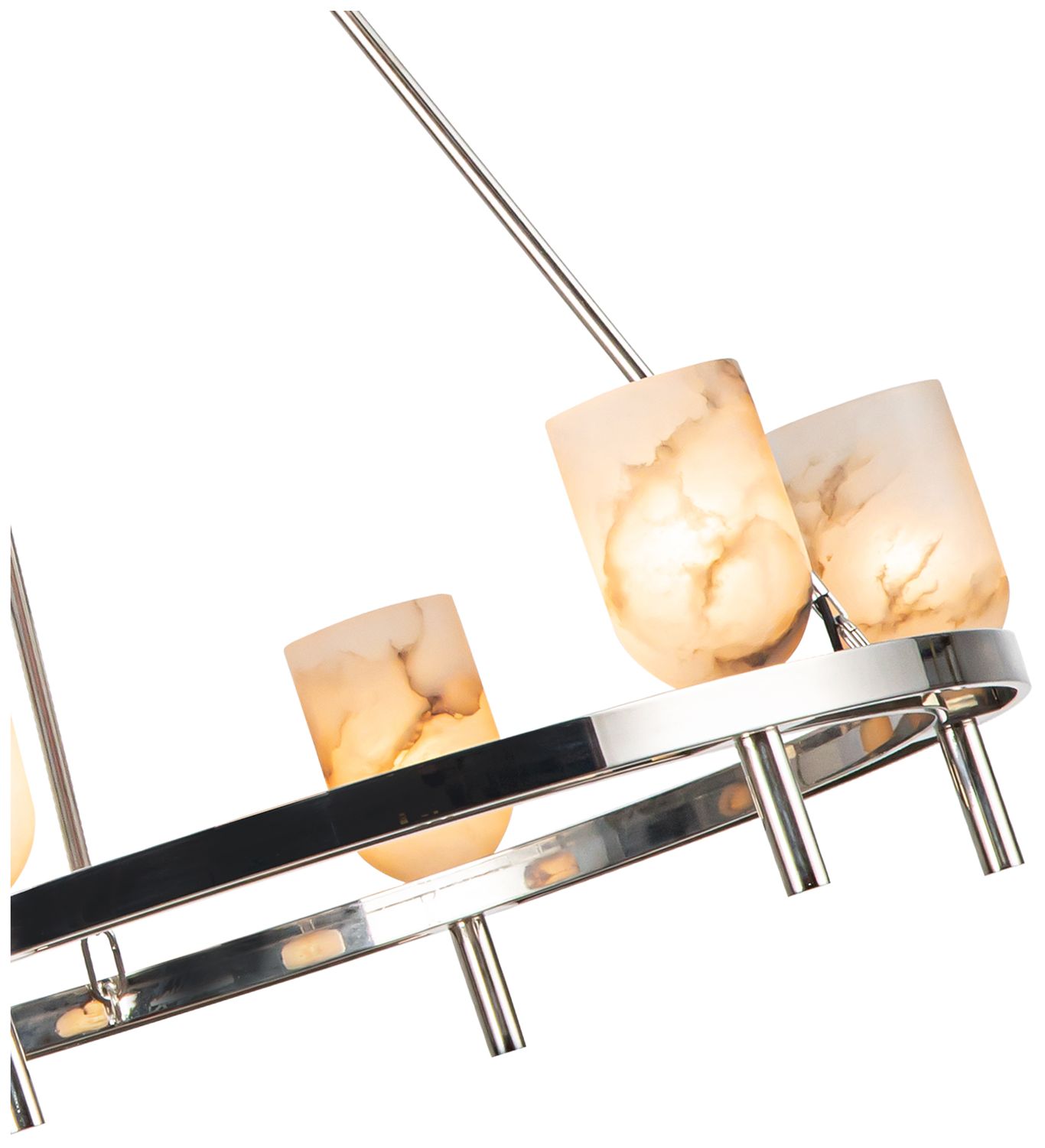 Image 2 Alora Lucian E12 32-in Polished Nickel/Alabaster Chandelier more views