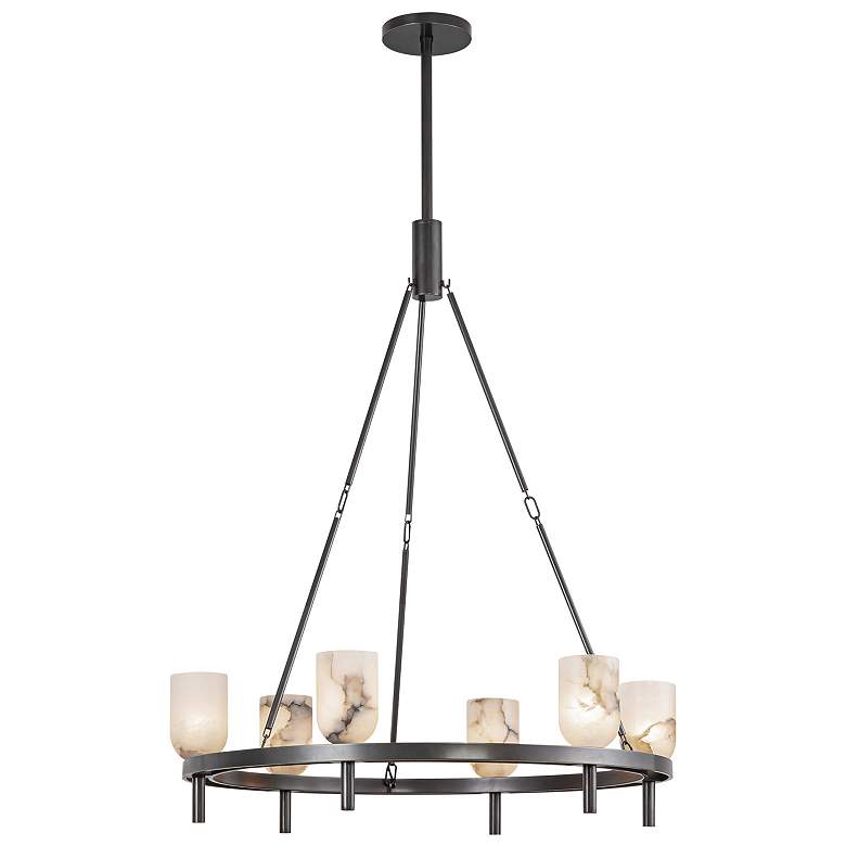 Image 1 Alora Lucian E12 32-in Urban Bronze/Alabaster Chandelier