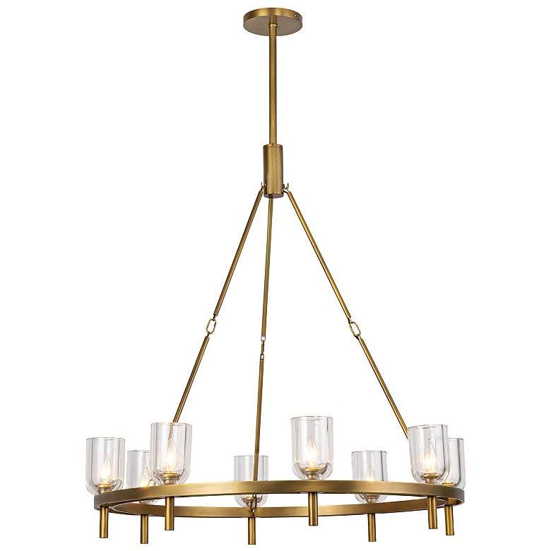 Image 1 Alora Lucian E12 36-in Clear Crystal/Vintage Brass Chandelier