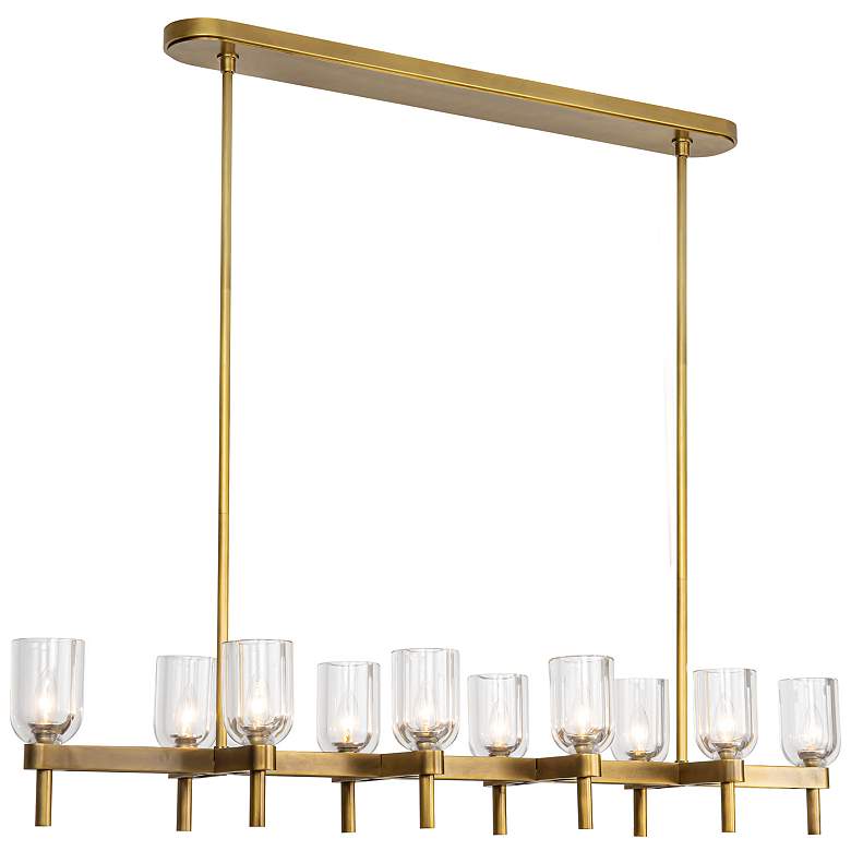 Image 1 Alora Lucian E12 52-in Clear Crystal/Vintage Brass Linear Pendant