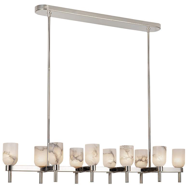 Image 1 Alora Lucian E12 52-in Polished Nickel/Alabaster Linear Pendant