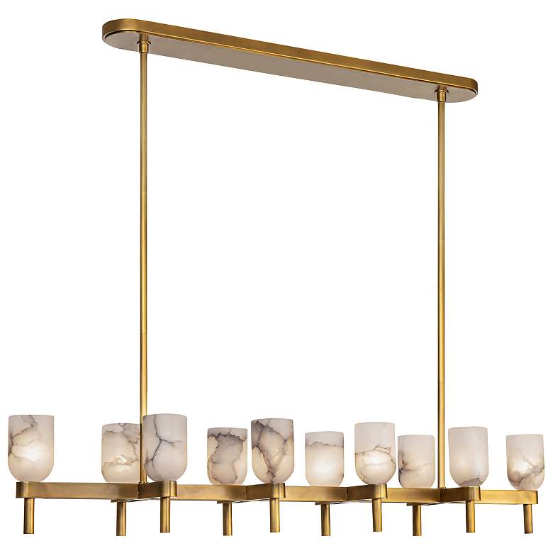 Image 1 Alora Lucian E12 52-in Vintage Brass/Alabaster Linear Pendant